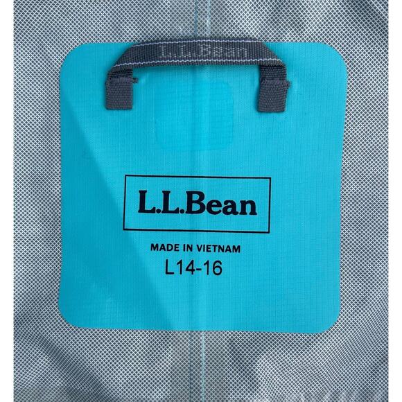 L.L. Bean Kids Waterproof Rain Jacket Hooded Teal Size L 14–16 - Picture 5 of 5